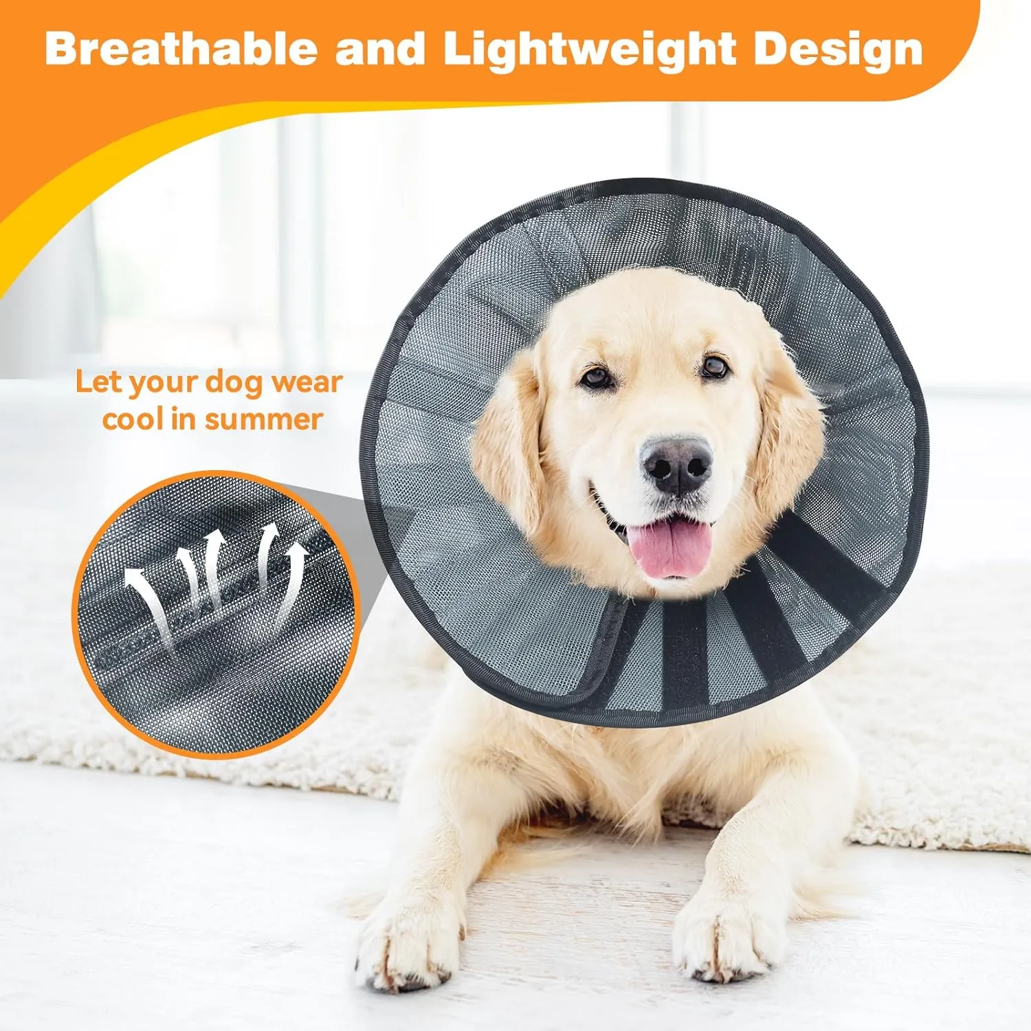 TDTOK Dog Cone Collar for Large Medium Small Dogs After Surgery, Soft Adjustable Summer Breathable Dog Cone Alternative Elizabethan Collar