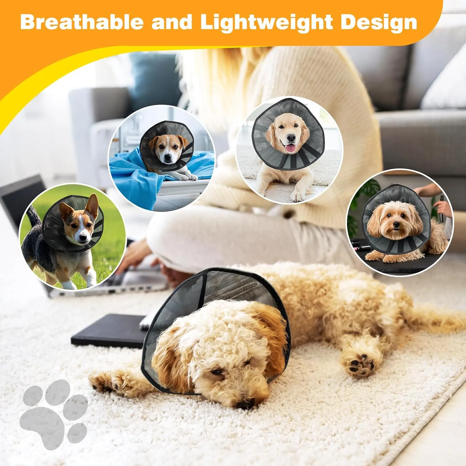 TDTOK Dog Cone Collar for Large Medium Small Dogs After Surgery, Soft Adjustable Summer Breathable Dog Cone Alternative Elizabethan Collar
