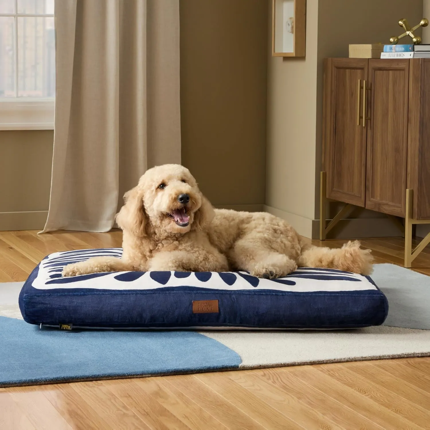 TOWN & COUNTRY LUXE CuddleTown Matisse Everwash Pillow Pet Bed, Water Repellent Floor Pillow, Machine Washable Cover, Soft & Calming, Taupe, Large 44"x34"x4"