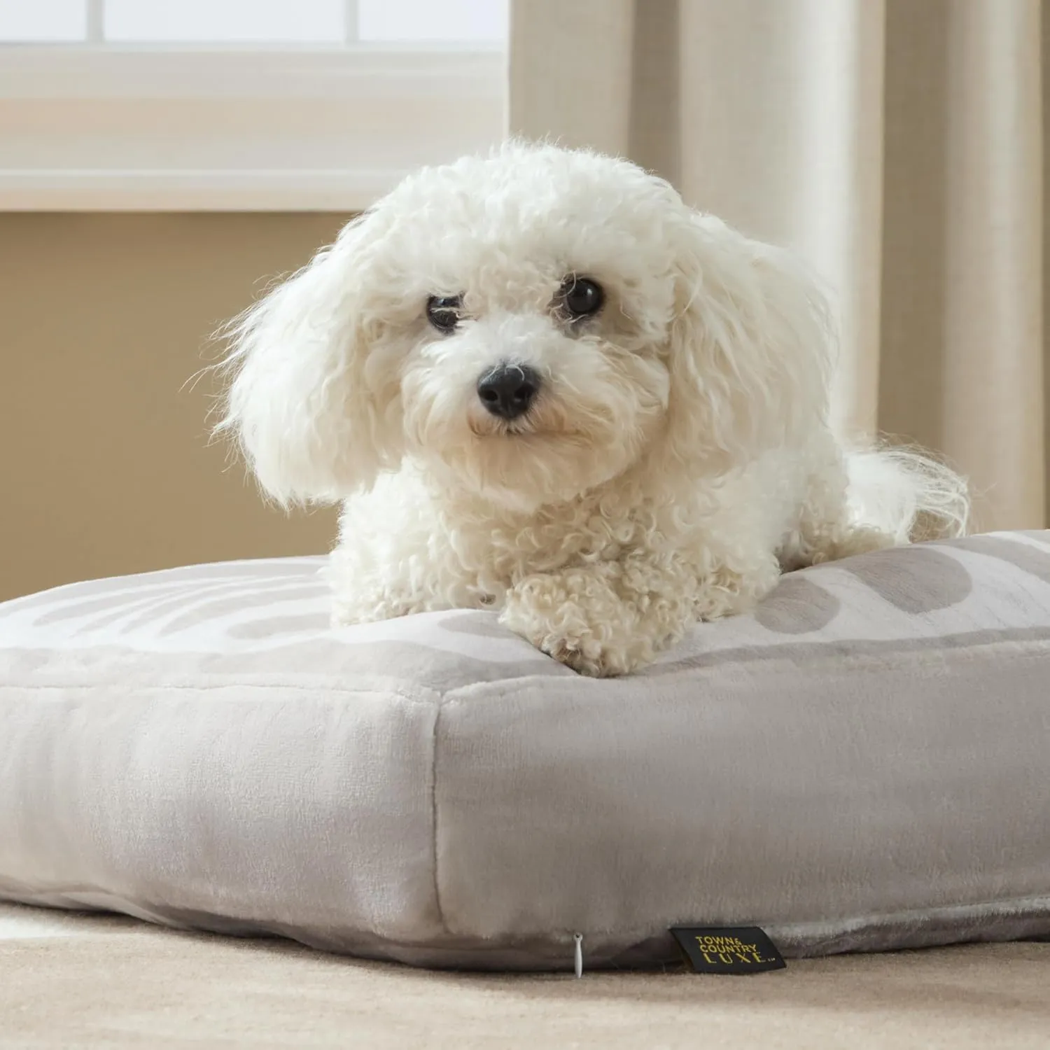TOWN & COUNTRY LUXE CuddleTown Matisse Everwash Pillow Pet Bed, Water Repellent Floor Pillow, Machine Washable Cover, Soft & Calming, Taupe, Large 44"x34"x4"
