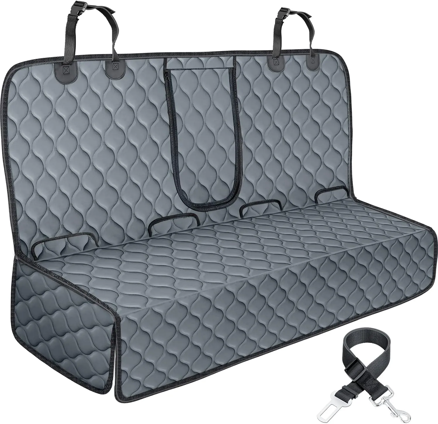 URPOWER Dog Car Seat Cover for Back Seat - Waterproof Dog Bench Cover Fits Middle Armrest for Cars, SUVs & Small Trucks, Nonslip Backseat Protector for Pets and Kids