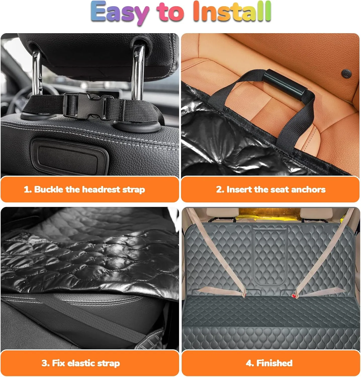 URPOWER Dog Car Seat Cover for Back Seat - Waterproof Dog Bench Cover Fits Middle Armrest for Cars, SUVs & Small Trucks, Nonslip Backseat Protector for Pets and Kids