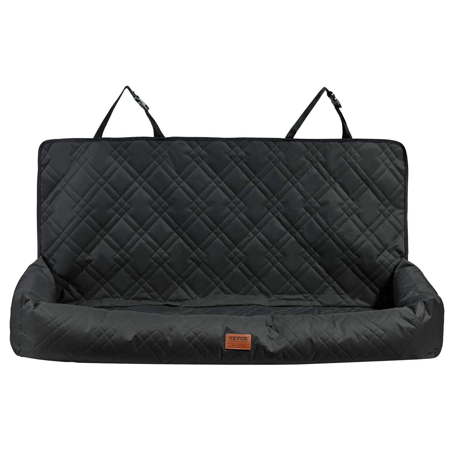 VEVOR Dog Car Seat, Waterproof Dog Booster Seat for Car, Pet Seat with Clip-On Safety Leash for Vehicle, PP Cotton Filling, Bed for Medium & Large Pet up to 100 lbs, Black
