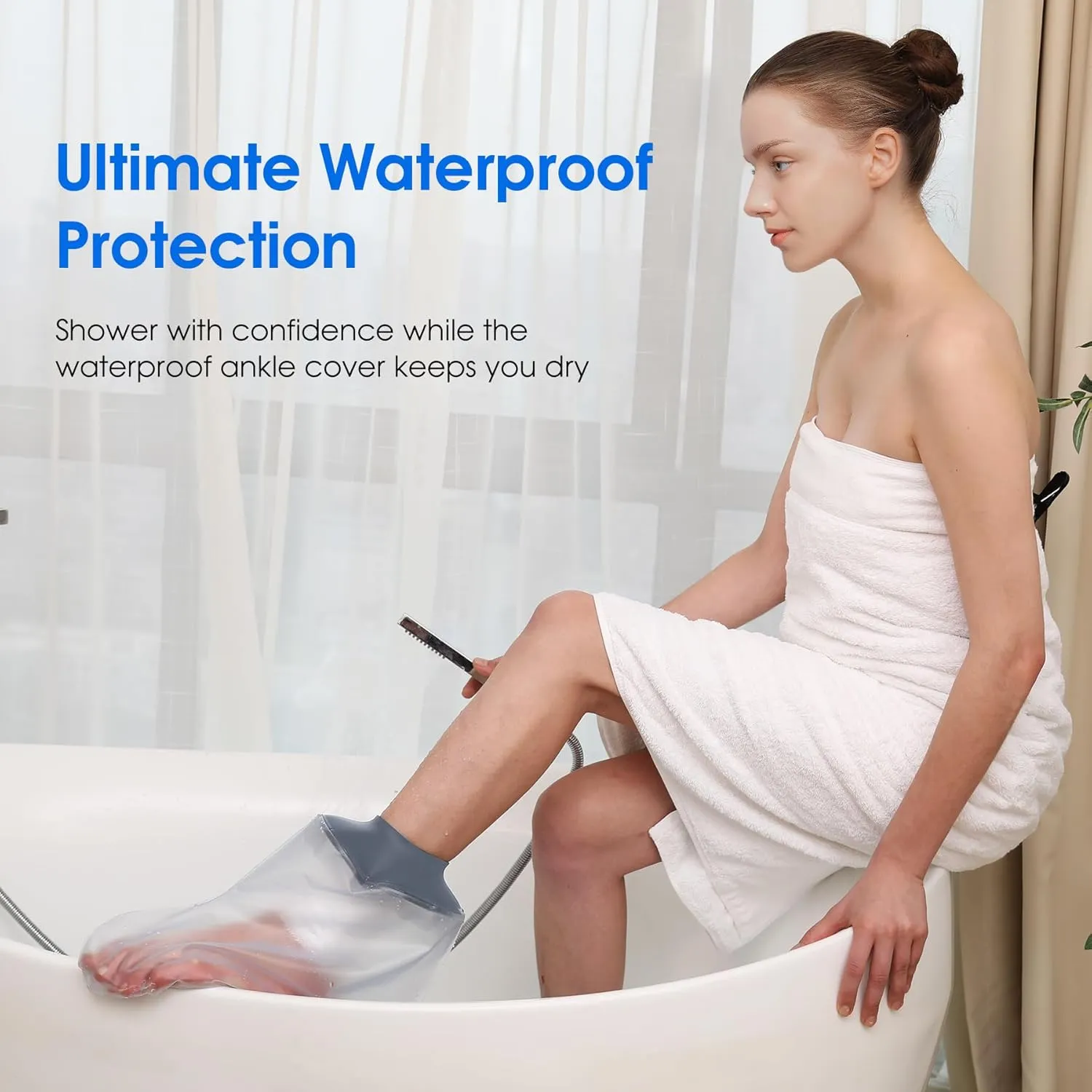 Waterproof Foot Cast Cover for Shower Ankle Wound Protector Bath Adult Watertight Cast Bag Showering for Surgery Foot, Ankle, Burns Reusable (A-Foot)