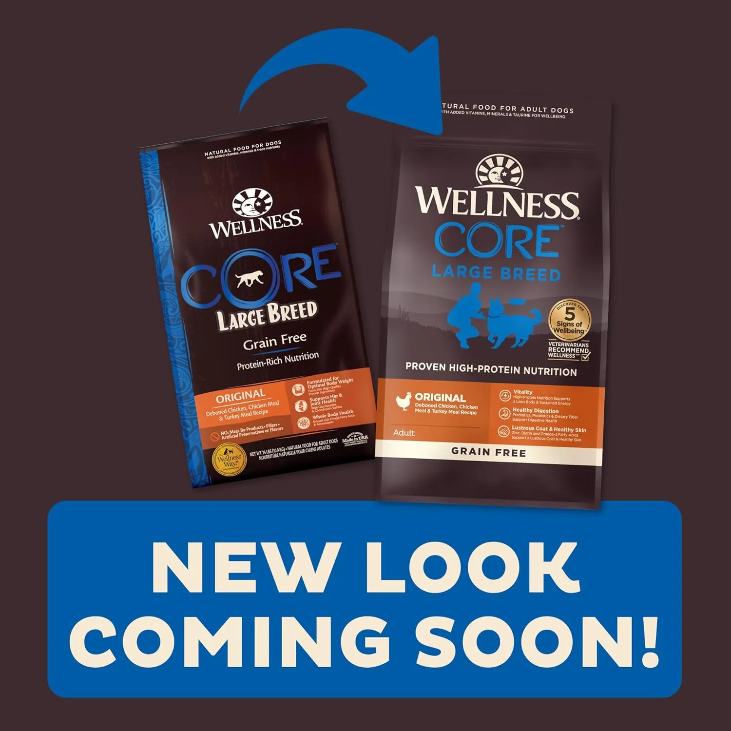 Wellness CORE Dry Dog Food, Large Breed, Grain-Free, High Protein, Natural, Original Chicken & Turkey Recipe, (26-Pound Bag)