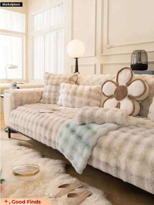 Winter rabbit fleece cushion