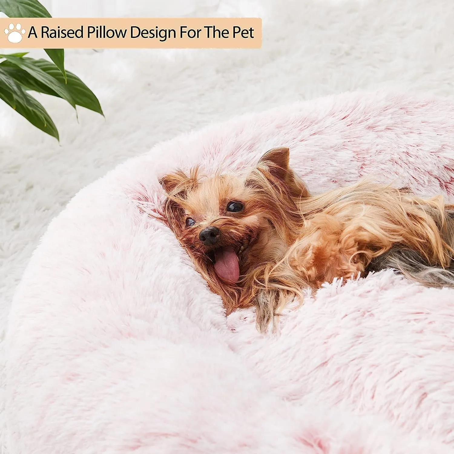 WNPETHOME Calming Dog Bed for Large Dogs, Anti-Anxiety Donut Pet Bed, Fluffy Faux Fur Plush Pet BedsWarming Cozy Soft Round Lagre Dog Bed for Large Jumbo Dogs, Cat Cuddler Cushion Bed