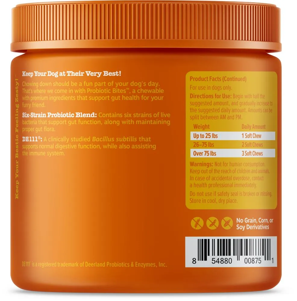 Zesty Paws Probiotic Bites Soft Chews Digestive Probiotics for Gut Flora & Immune Support Functional Chicken Flavor Dog Supplement